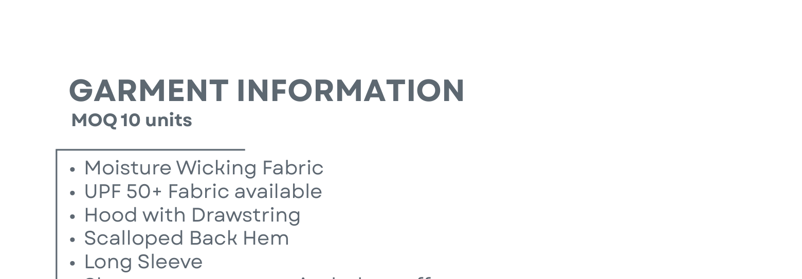 Sublimated Fishing Hoodies Garment Information