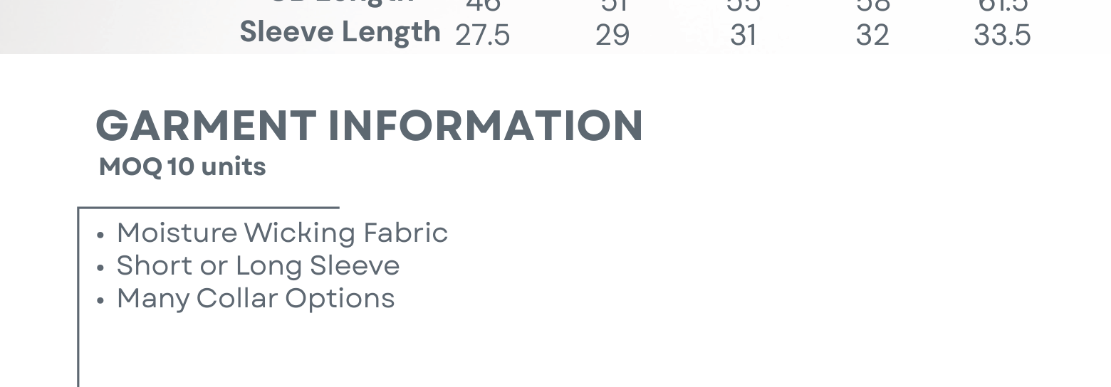 Sublimated Football / Hockey Tee Garment Information