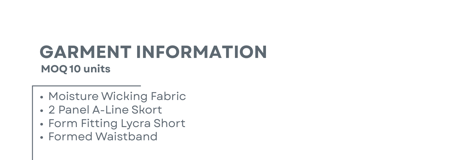 Sublimated Hockey A-Line Skort / Skirt Garment Information