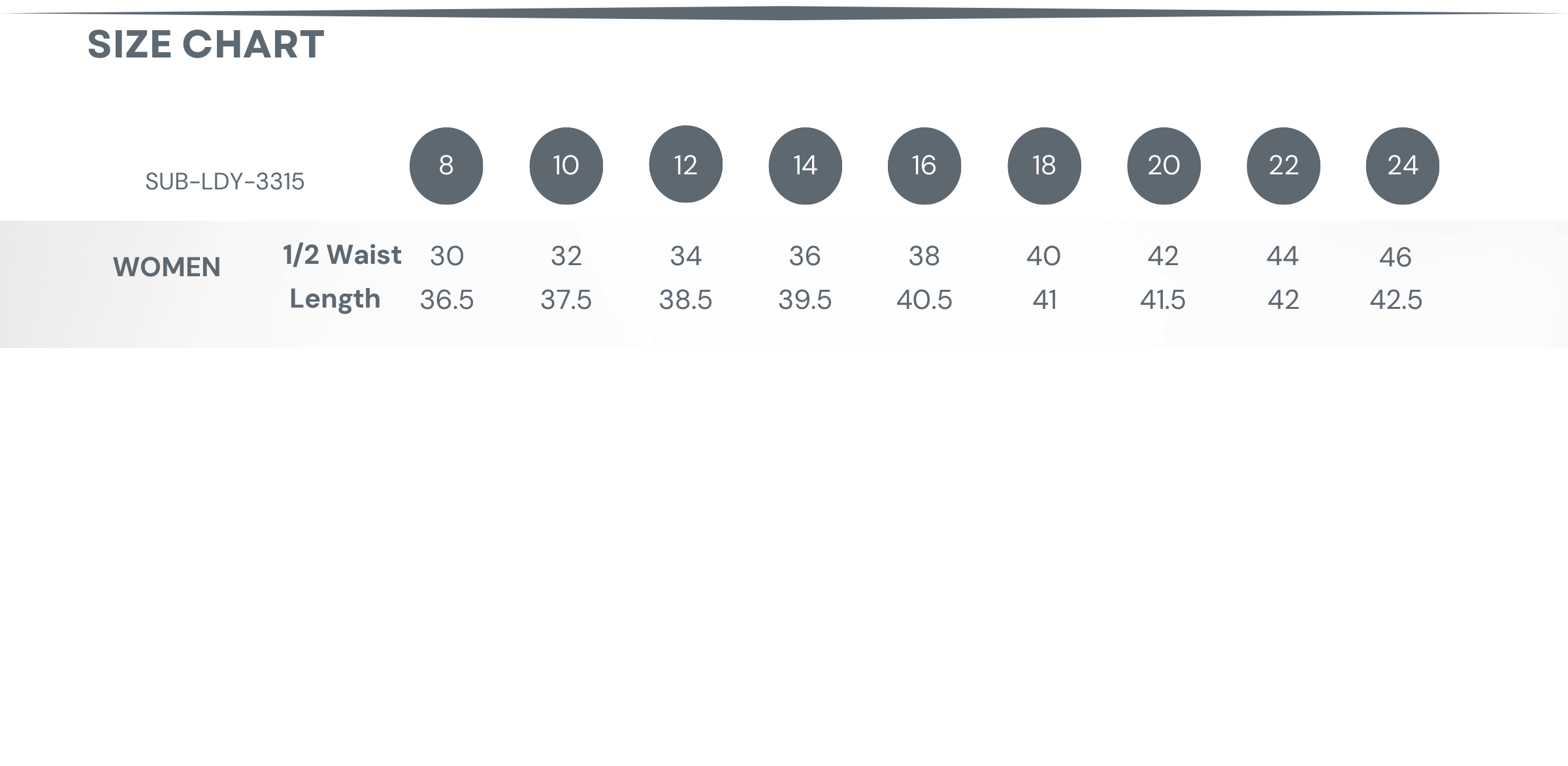 Sublimated Hockey A-Line Skort / Skirt Size Chart