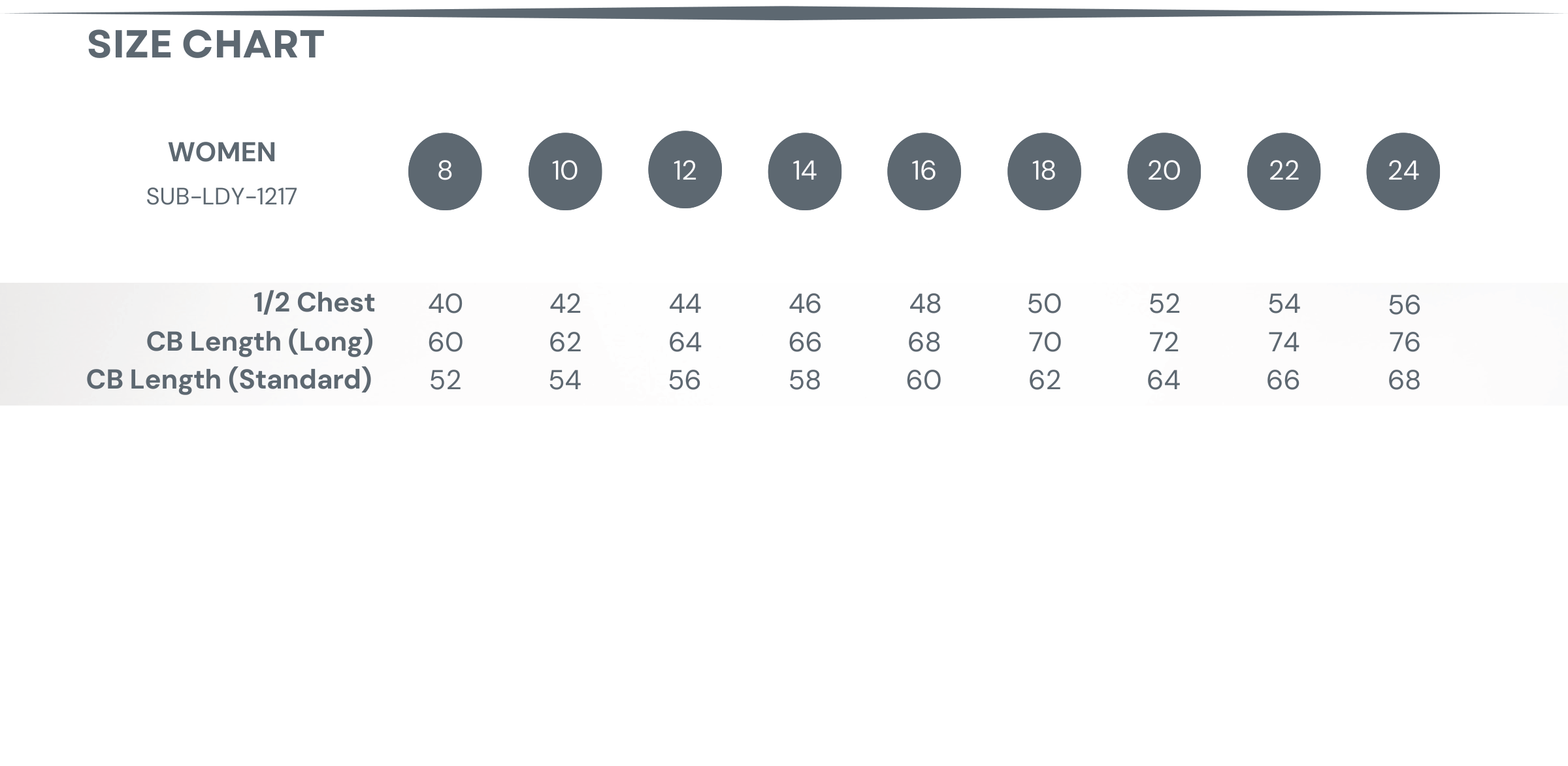 Singlet — Racer Back Size Chart