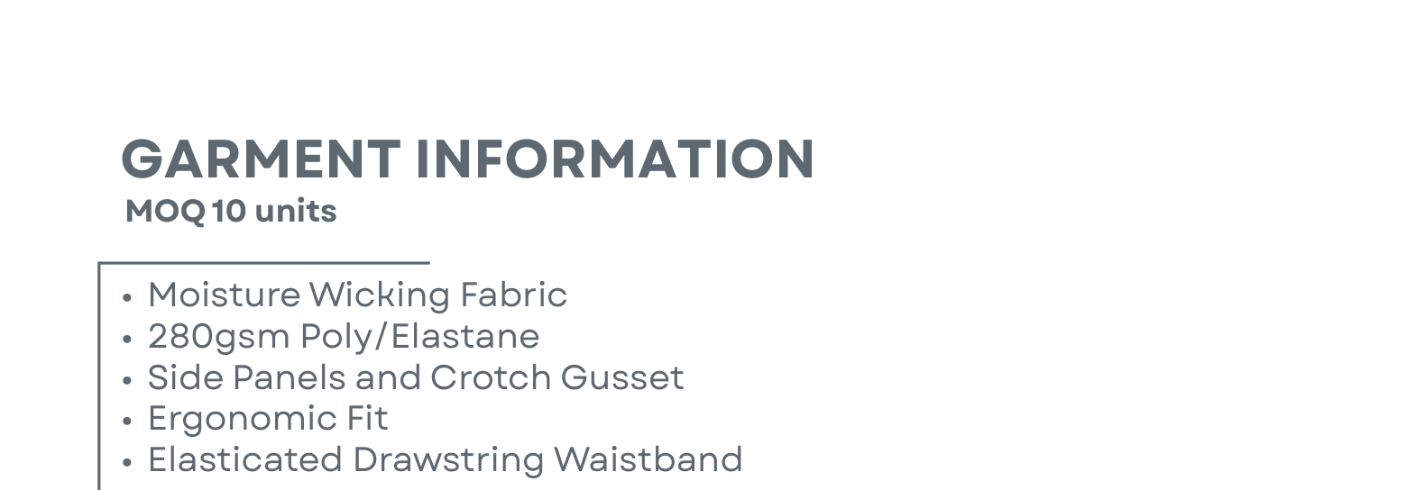Sublimated Rugby Pro Shorts Garment Information