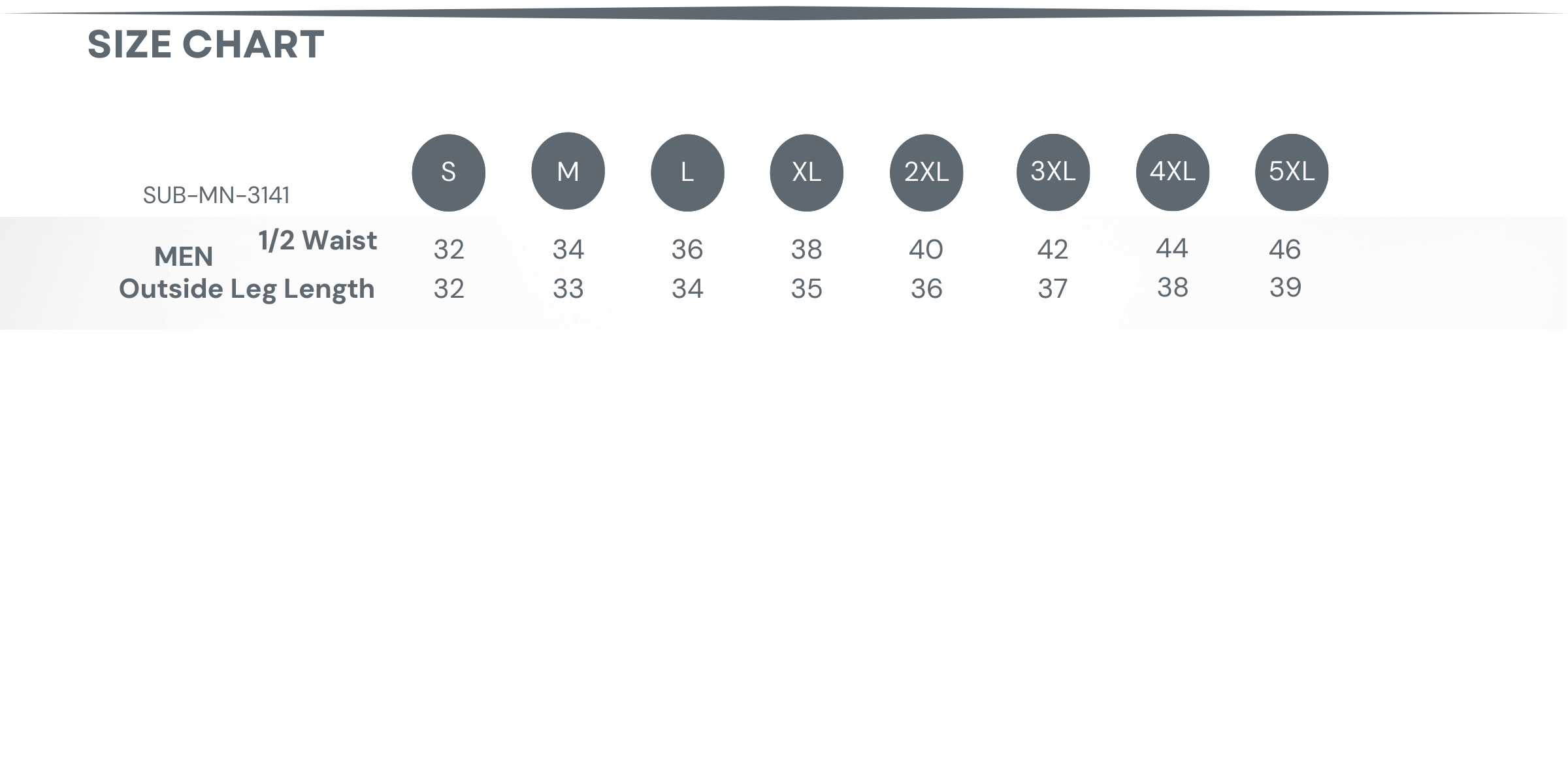 Sublimated Rugby Pro Shorts Size Chart