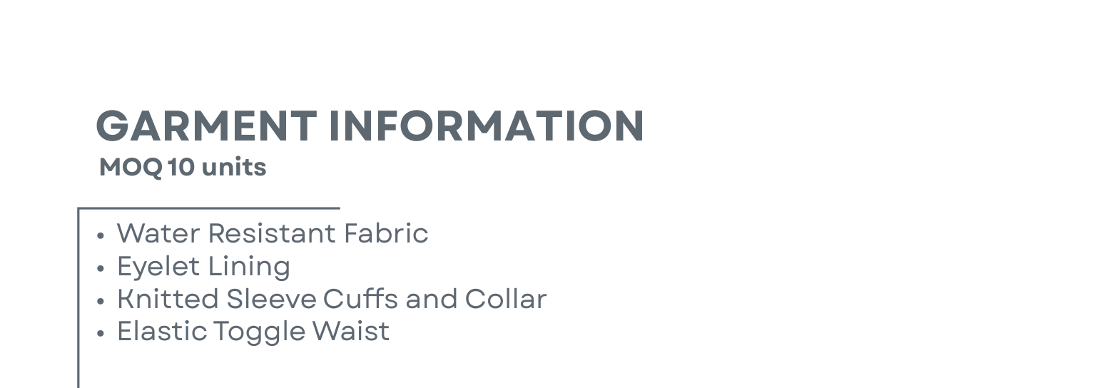Sublimated Smock Jacket Garment Information