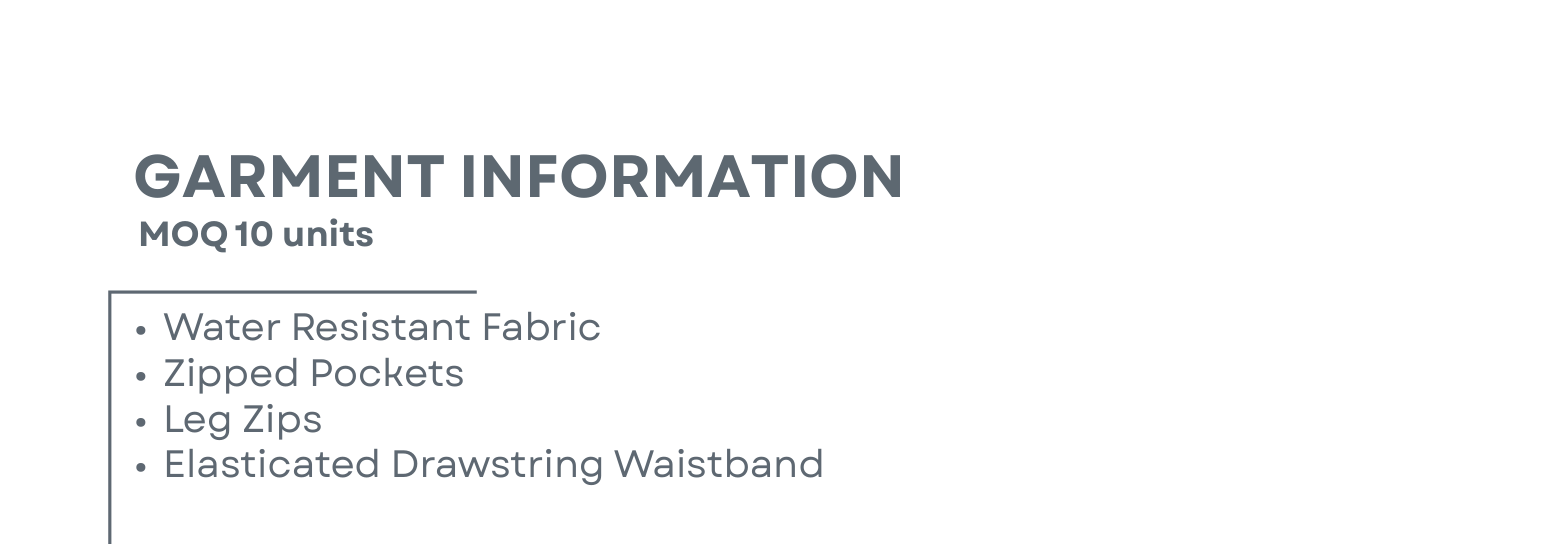 Sublimated Track Pants Garment Information